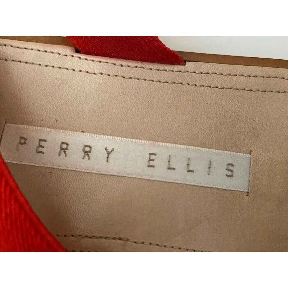 Vintage Perry Ellis Stretchy Red Women’s‎ Strappy Sandal Flat Gladiator Size 9B